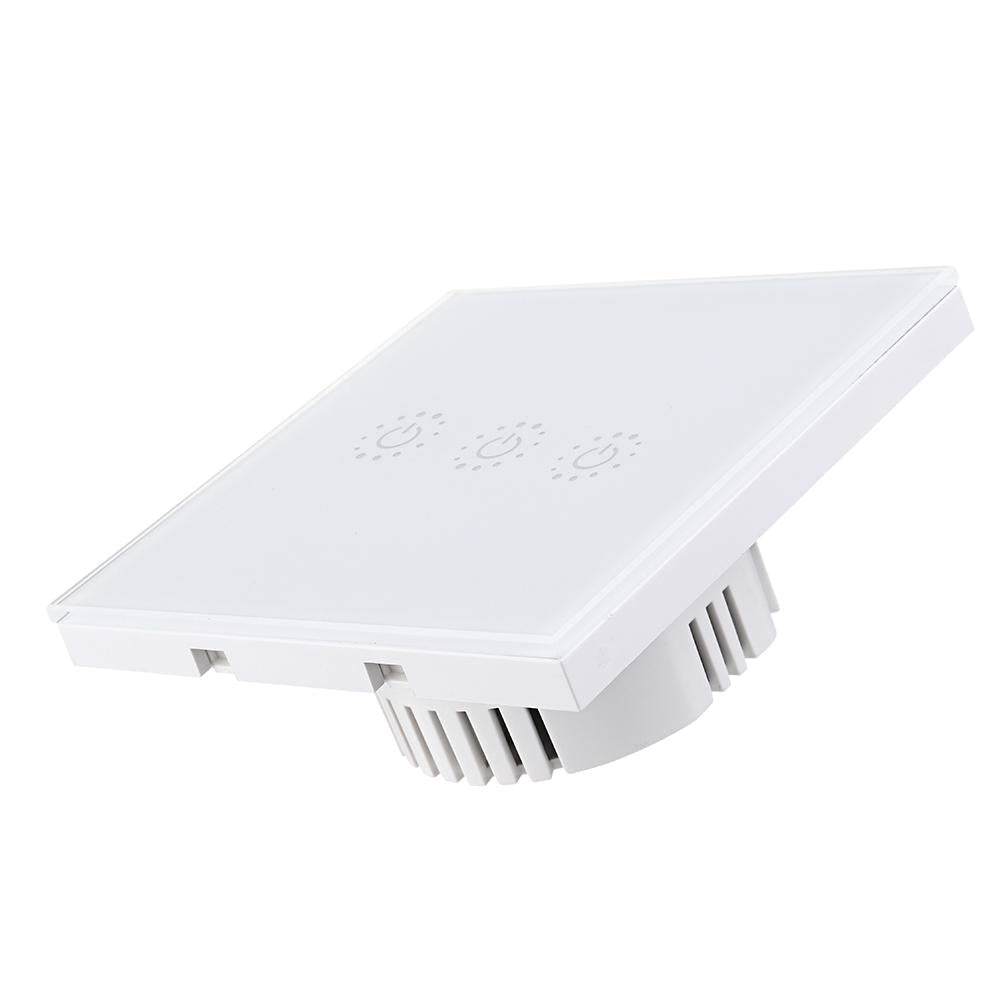EU 433Mhz 3 Gang Smart WIFI Light Switch Interruptor Touch Wall Power Switch App Remote Control Intellegent Switch Work With Alexa Google Home