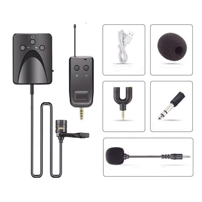 2.4G UHF Lavalier Microphone Lapel Wireless for Recording Vlog Youtube Live Interview