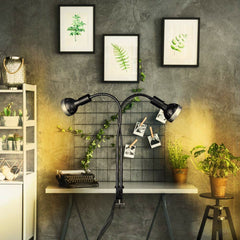 300W 60LED Dual Head Full Spectrum LED Grow Light for Indoor Plants, Daisy Chain, Dimmable Knob, Sunlike Plant Grow Light Veg Seedings and Flower