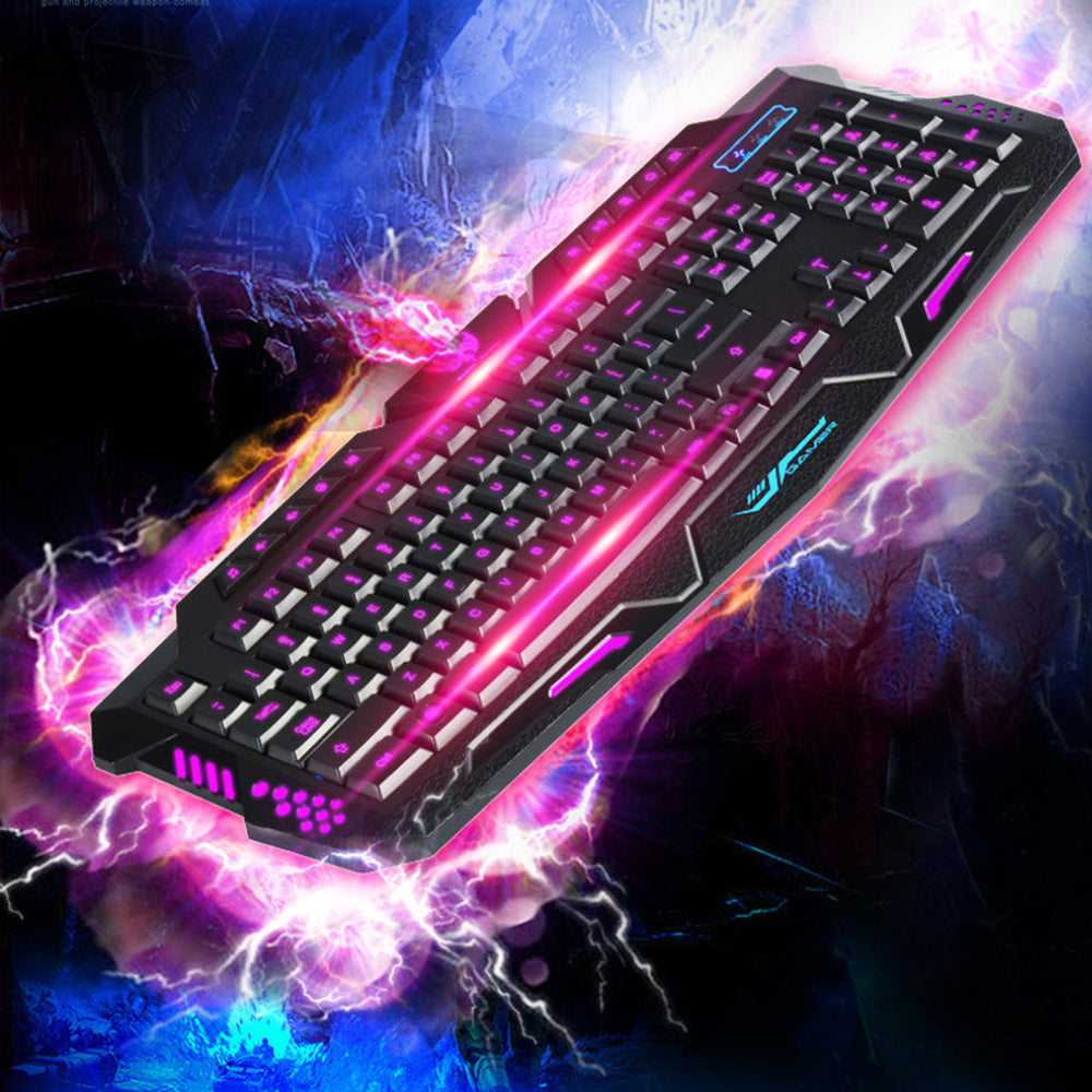 USB 3 Colors LED Backlit Wired Gaming Keyboard