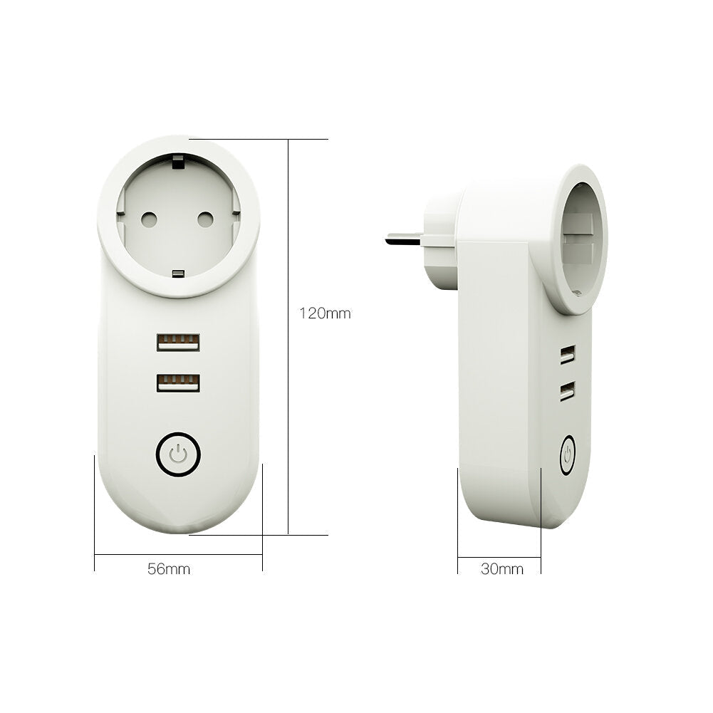 EU Dual USB Smart WiFi Socket Plug SmartThings APP Remote Control Echo Plus Voice Control Work with Alexa Google Home