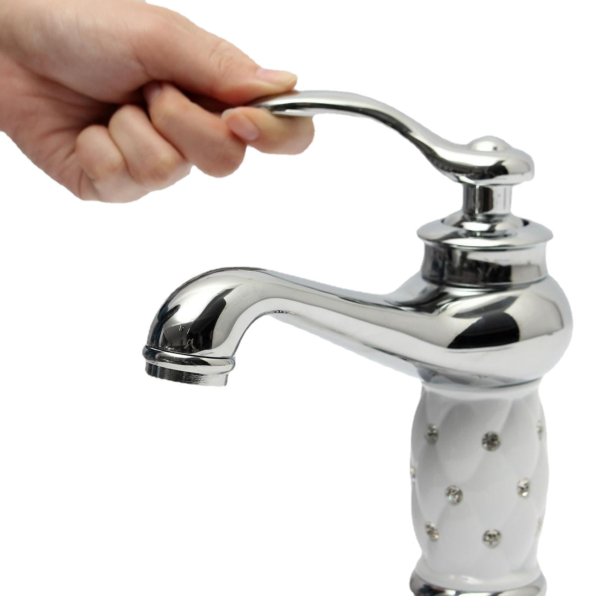 Modern Brass Finish White Single Handle Bathroom Kitchen Sink Faucet Mix Tap