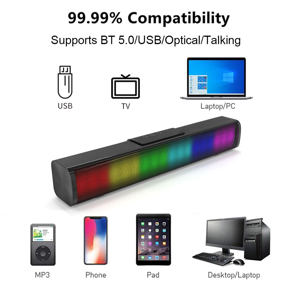 Wireless Bluetooth Speaker Multifunctional RGB TF Card Subwoofer Computer Game Sound Bar Loudspeaker