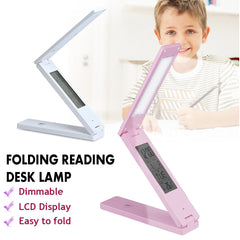 Portable Folding Touch Control LED Reading Light Dimmable LCD USB Table Desk Lamp