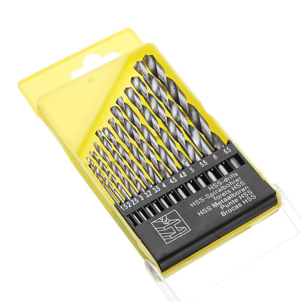 13pcs 1.5-6.5mm HSS Twist Drill Bit Set High Speed Steel Straight Shank