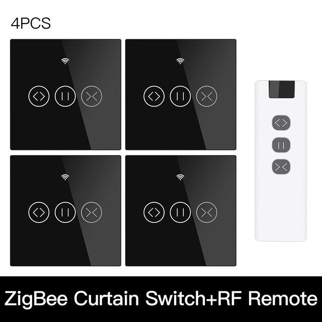 433MHz Smart Touch Curtain Switch Roller Blinds Shutter Wireless Control Relay Status Works with Alexa Google Home