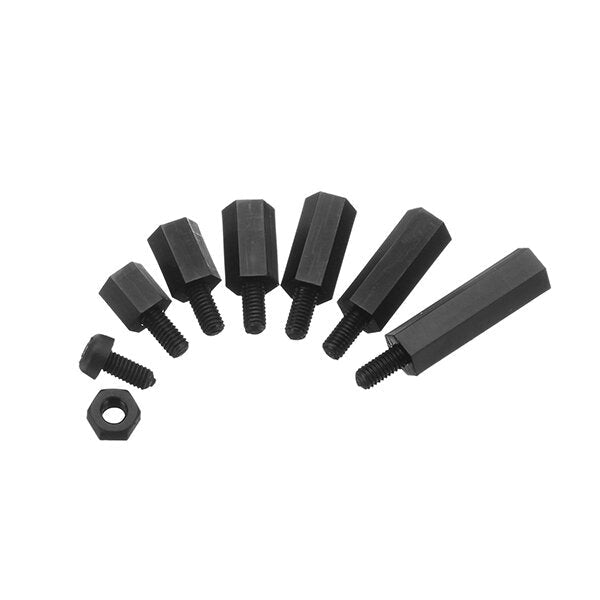 M3NH5 180Pcs M3 Nylon Screw Black Hex Screw Nut PCB Standoff Spacer Column Assortment Kit