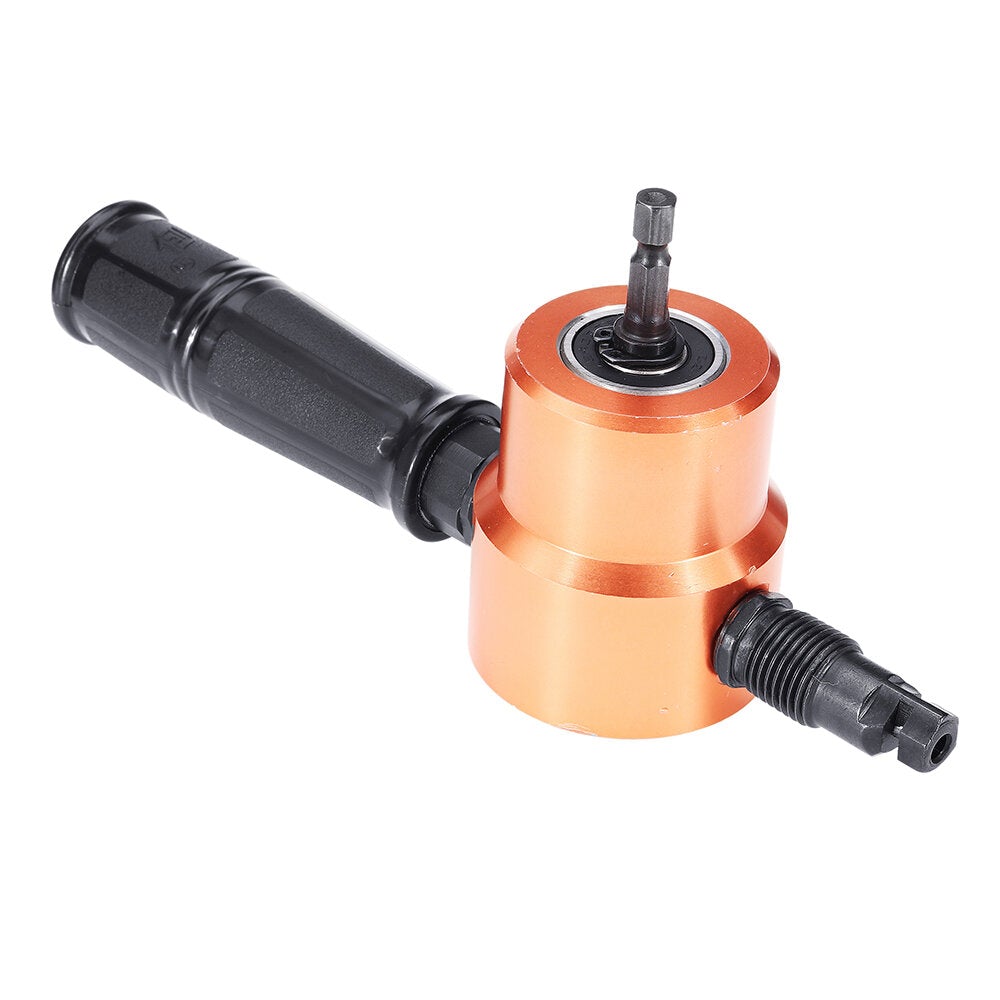 7Pcs Upgrade 360 Degree YT-160AS Double Head Metal Sheet Nibbler Cutter Drill Attachment with Step Drill Cutting Accessories Set for Electric Drill