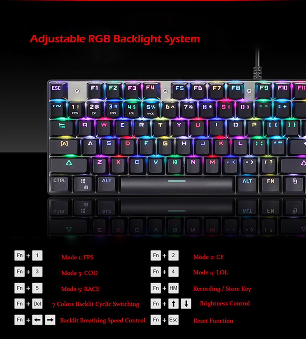Original Motospeed Blue Switch 104Key Mechanical Gaming Keyboard and Mouse Combo