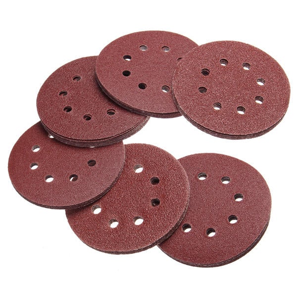 50pcs 125mm 8 Holes Hook Loop Sanding Discs 40/60/80/100/120 Grit Sander Pad Set
