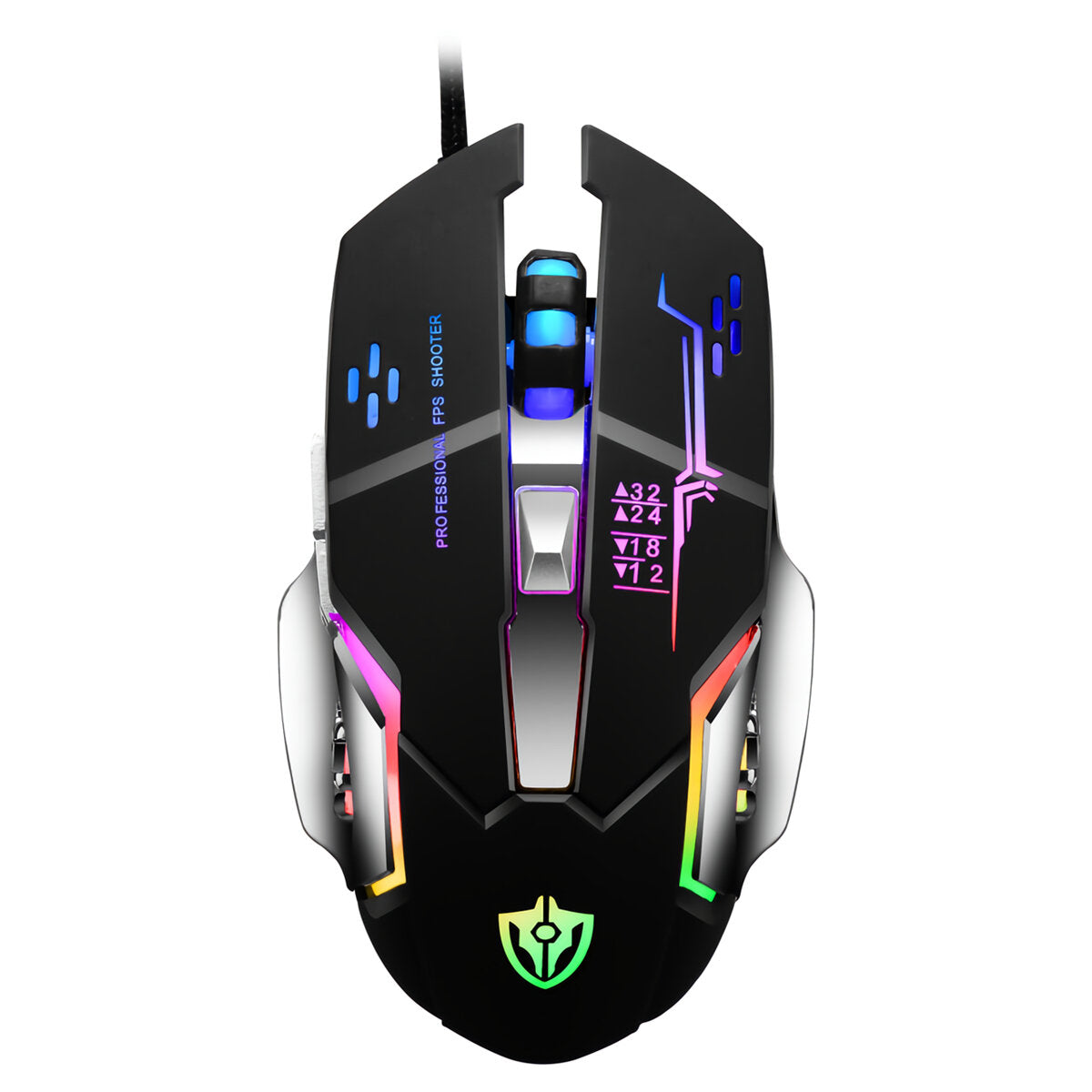Wired Gaming Mouse Metal Base 800-3200DPI 4 Colors Breathing Backlight Ergonomic Home Office Mice for Desktop Computer Laptop PC