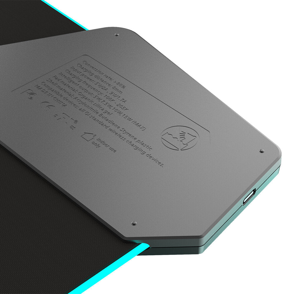 RGB Wireless Charging Mouse Pad Waterproof Fabric Surface Anti-Slip Rubber Base Type-C Wired Computer Keyboard Mouse Pad for PC Laptop Gamer