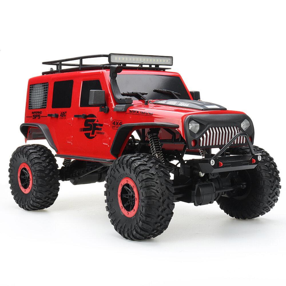 1/10 2.4G 4X4 Crawler RC Car Desert Mountain Rock Vehicle Models With Two Motors LED Head Light Two Battery