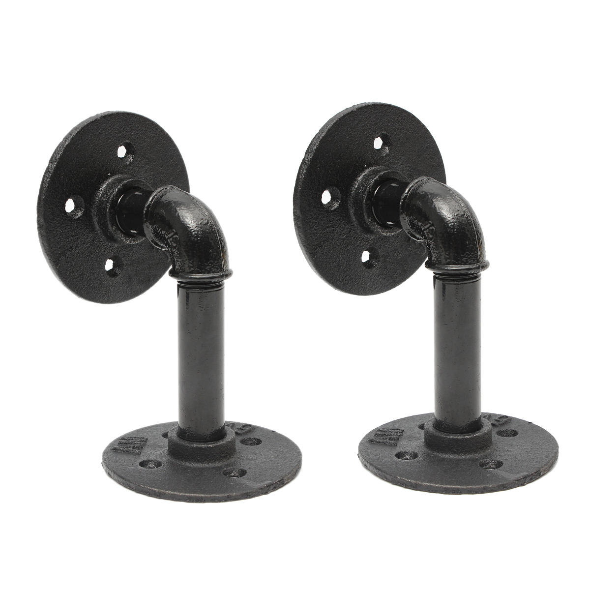 2Pcs Steampunk Industrial Pipe Scaffold Board Shelf Brackets Black Iron 14x9cm