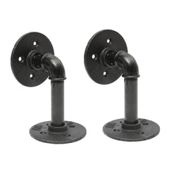 2Pcs Steampunk Industrial Pipe Scaffold Board Shelf Brackets Black Iron 14x9cm