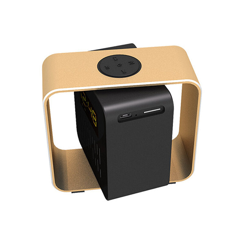 USB Charging LED BT/TF/FM Bluetooth Speaker 360 Rotation Radio Alarm Clock