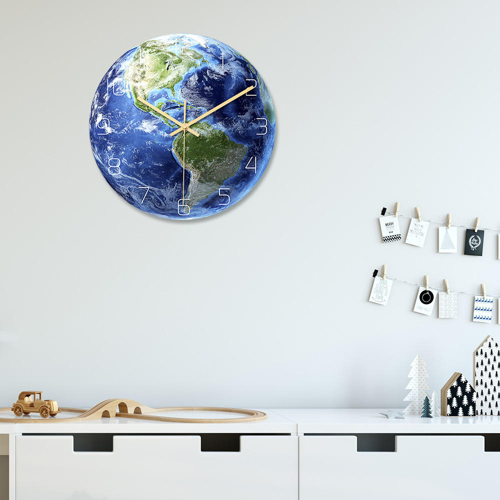 Creative North/South America Luminous Earth Wall Clock Mute Wall Clock Quartz Wall Clock For Home Office Decorations
