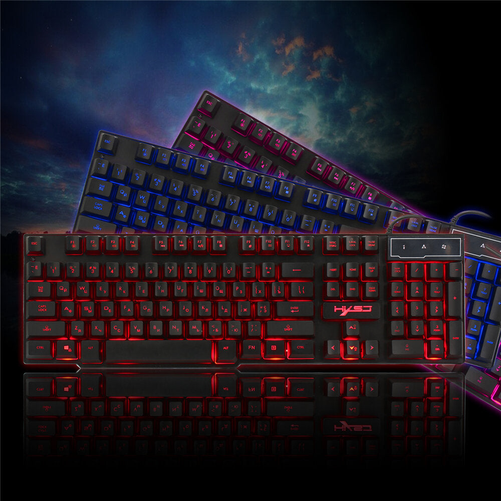 Wired Russian Gaming Keyboard 104 Keys 3 Colors LED Backlight Keyboard for Computer Laptop PC Gamer
