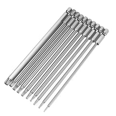 10Pcs S2 Alloy Steel T6-T40 150mm Magnetic Torx Screwdriver Bits 1/4 Inch Hex Shank