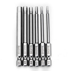 6pcs 75mm H2-H6 Magnetic Hexagon Head Screwdriver Bits 1/4 Inch Hex Shank