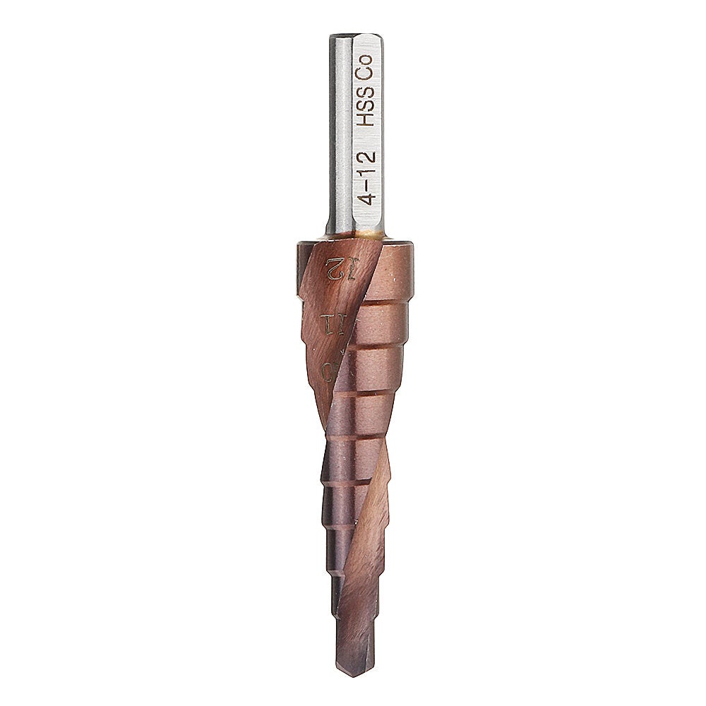 Cobalt Step Drill Bit Triangle Shank 4-12/4-20/4-32mm Spiral Flute Step Drill