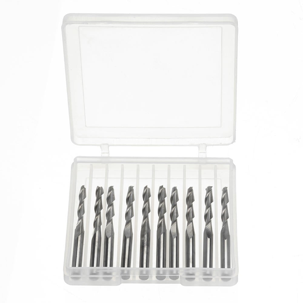 10pcs 1/8 Inch Shank Spiral Ball Nose End Mill 22mm Cutting Length CNC Milling Cutter