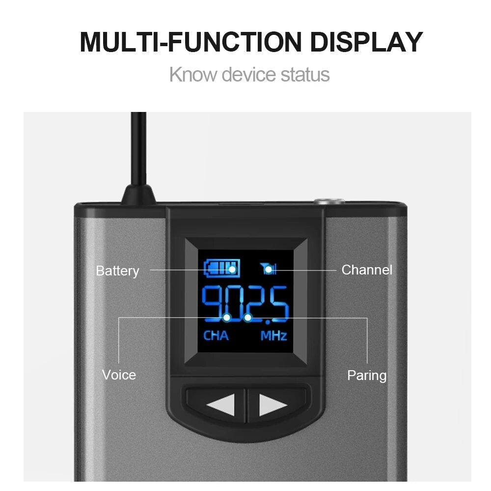 UHF Wireless Lavalier Microphone 50m Mic Handheld + Headset for Live Stream Teaching Recording