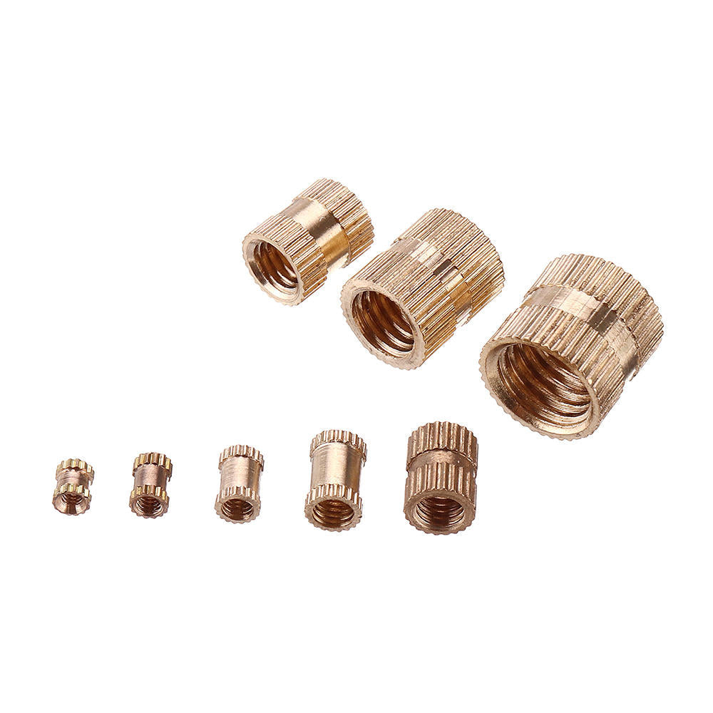 70Pcs M2/M2.5/M3/M4/M5/M6/M8/M10 Knurled Brass Round Female Thread Knurled Nuts Round Insert Embedment Nut Assortment Set