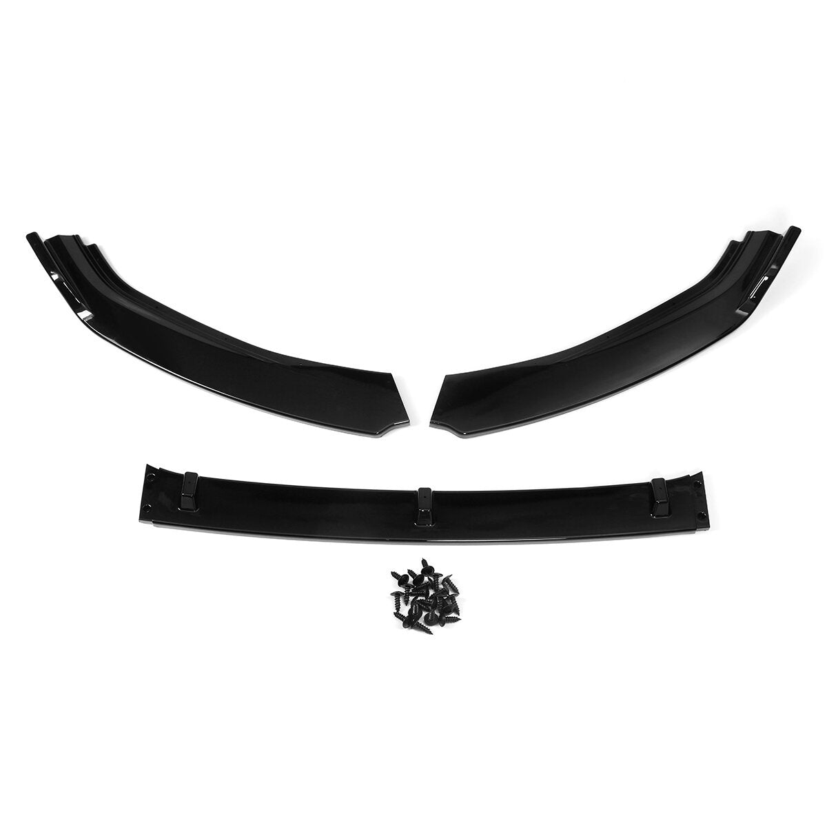 Glossy Black Front Bumper Lip Spoiler Trim 3PCS