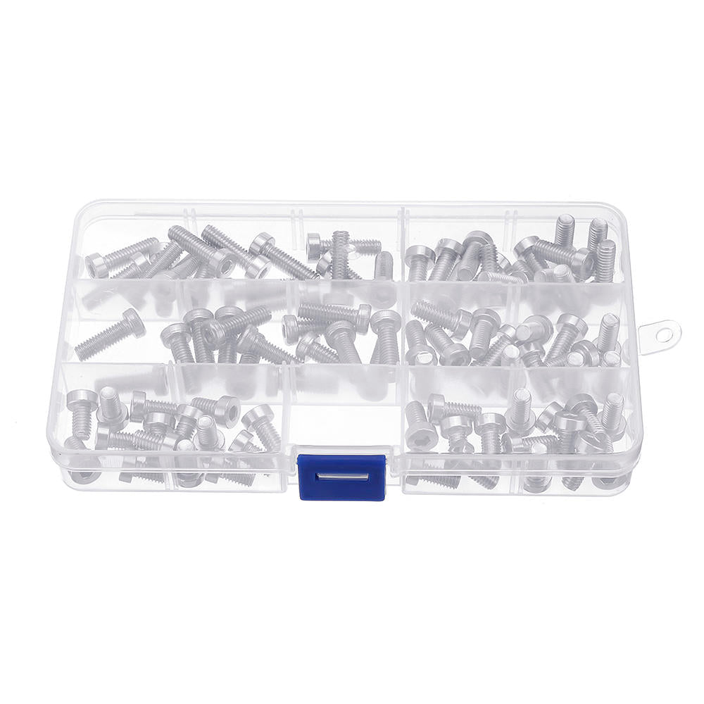 90Pcs M6 Hex Socket Thin Cap Head Low P rofile 304 Stainless Steel Screw Bolts Set 10-20mm