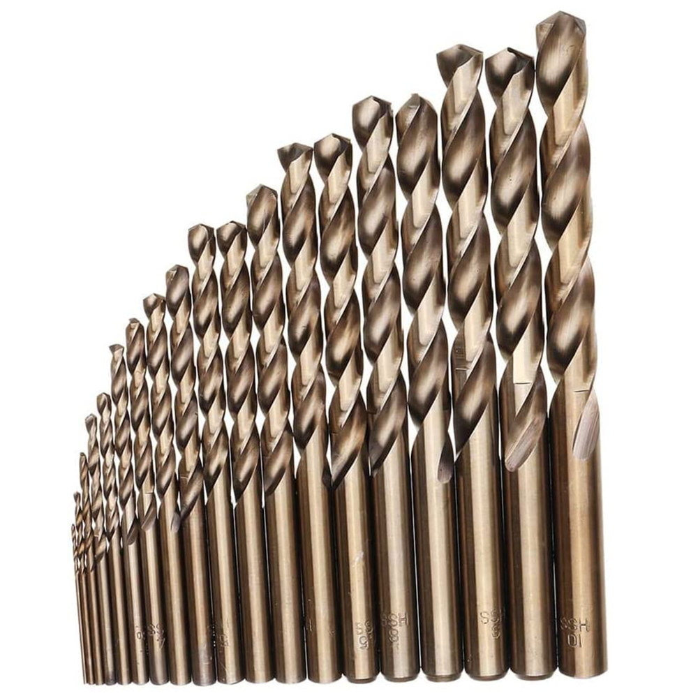 M35 Cobalt Drill Bit Set HSS-Co Jobber Length Twist Drill Bits with Metal Case for Wood Metal Drilling