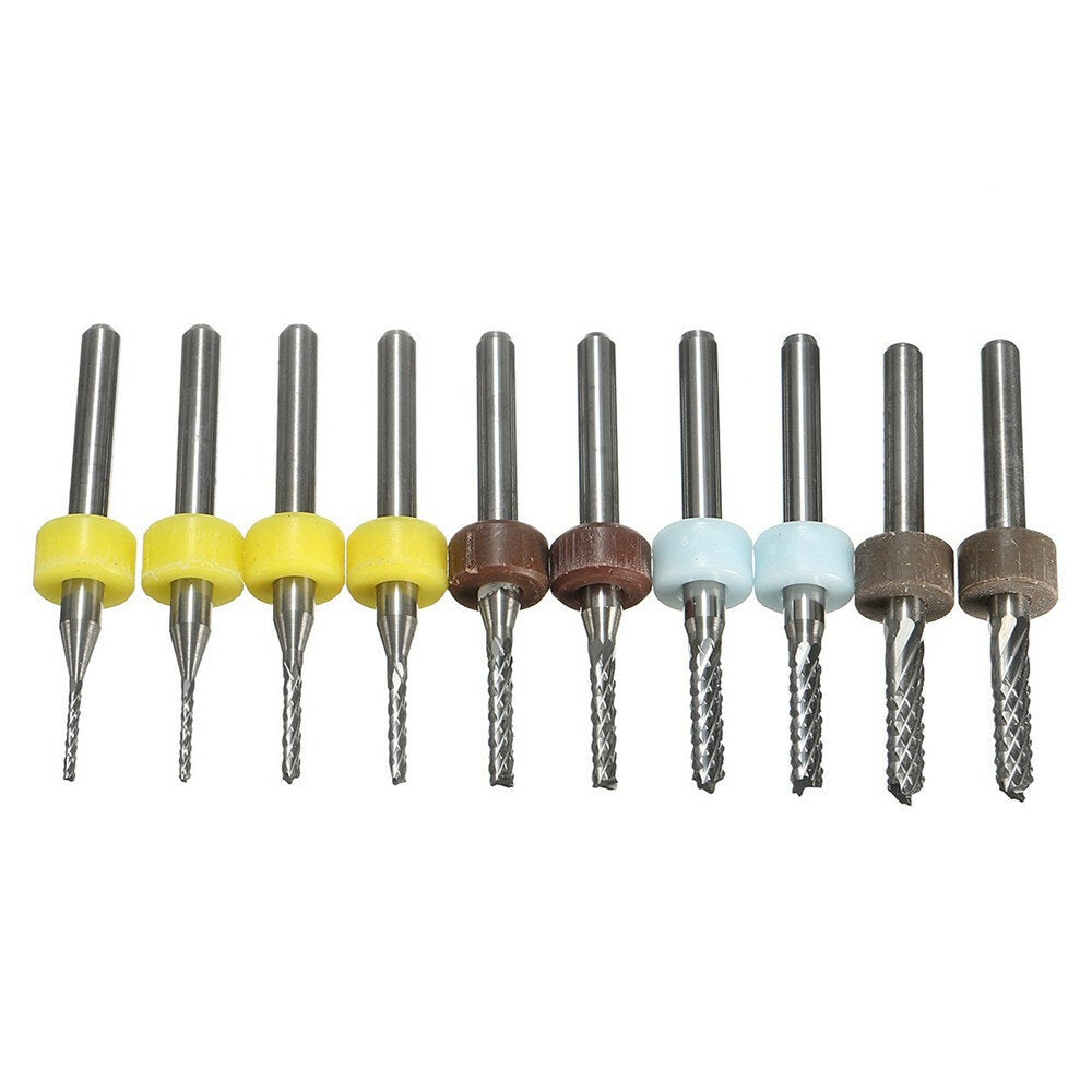10pcs 1/1.5/2/2.5/3mm Carbide End Mill Cutter PCB Drill Bit