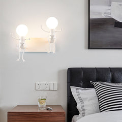 Creative Funny Double Cartoon Robot Iron Led Wall Lamp Wall Light