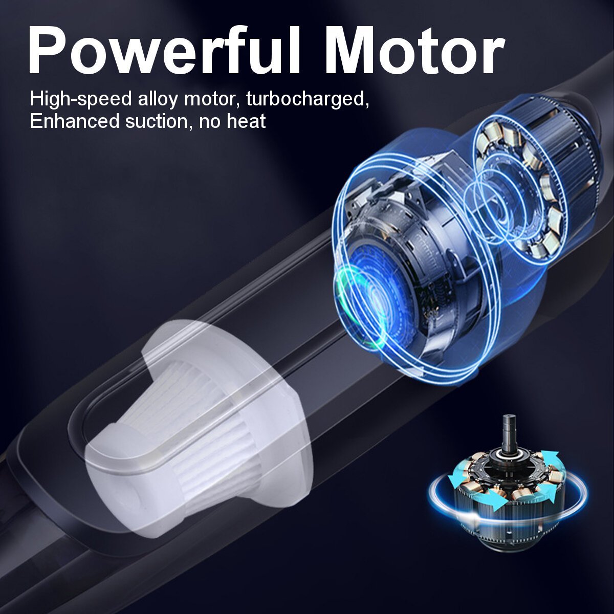 Handheld Car Vacuum Cleaner 120W 8000Pa Wet Dry Dual Use Lightweight Duster for Home Low Noise