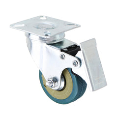 2 Inch Grey PVC Flat Plate Wheels with Brake Universal Mute Foot Wheels
