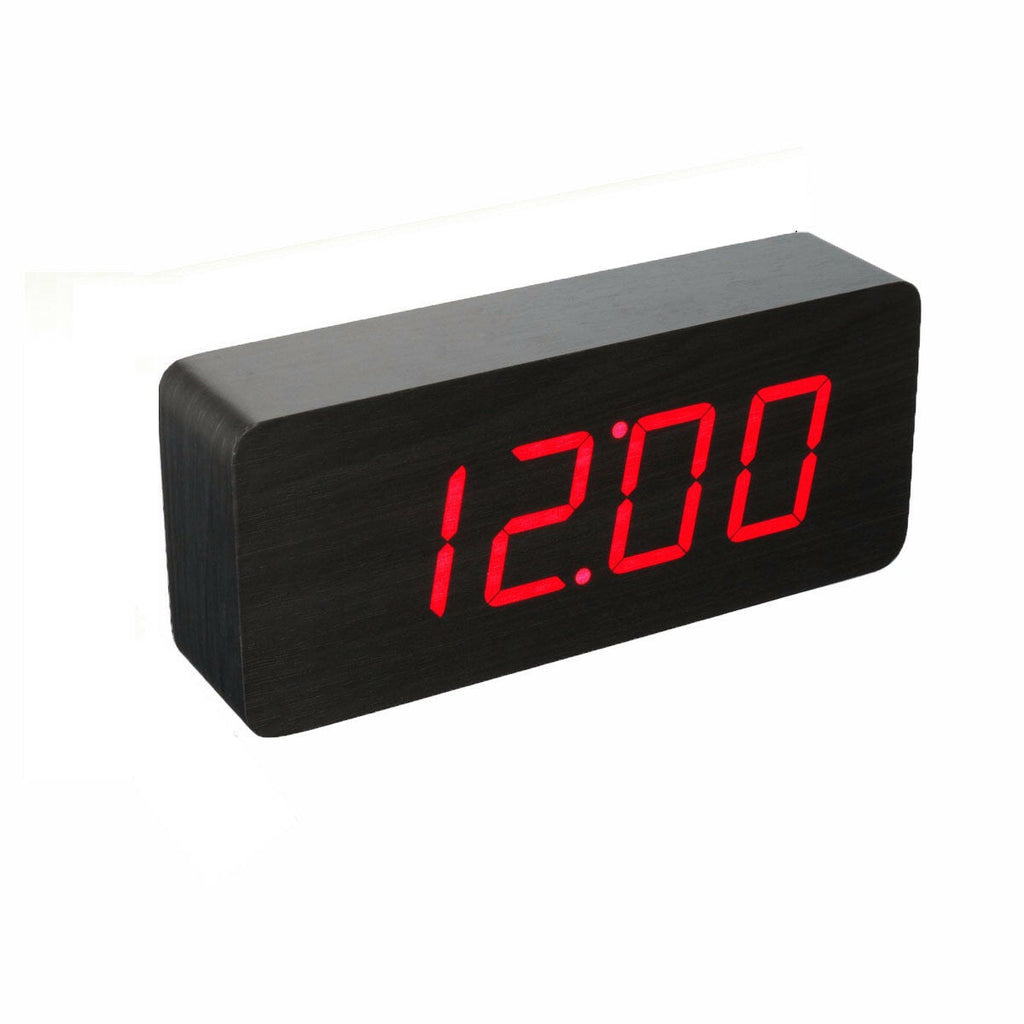 Multifunctional Wooden Digital Clock Two Modes Default Display Time Built-in Battery Voice Control Switch on/off