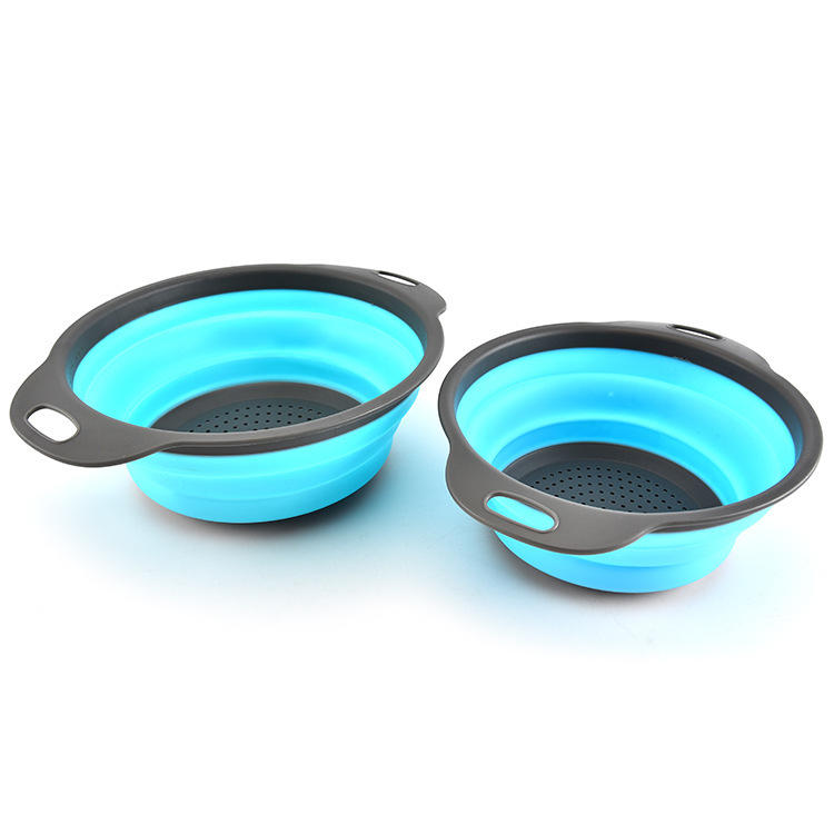 2Pcs/Set Silicone Folding Drain Baskets Retractable Colander Camping Picnic Storage Gadgets