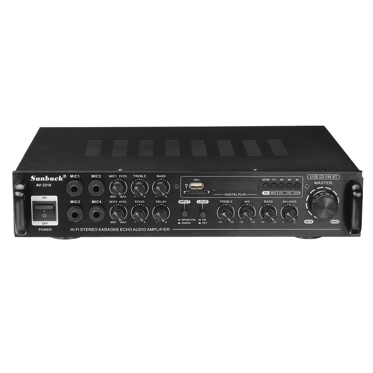 Audio Power Amplifier AC 110V 220V DC12V Bluetooth Karaoke Hi-Fi Home Theater for Car