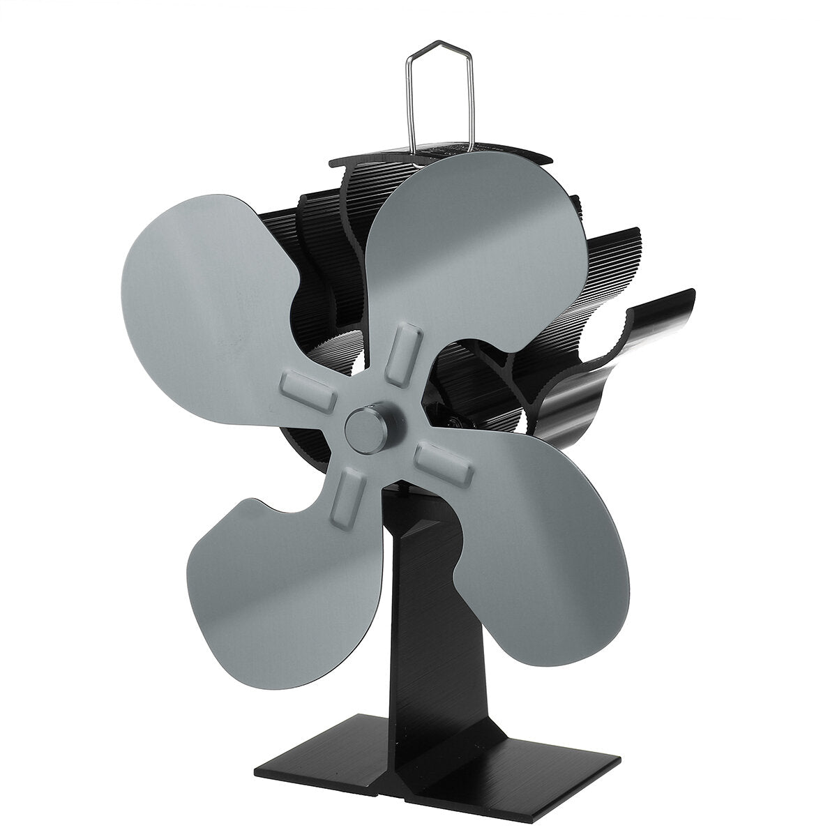 4 Blade Fireplace Fan Self-Powered Wood Stove Fan Burner Stove Fan for Home Travel