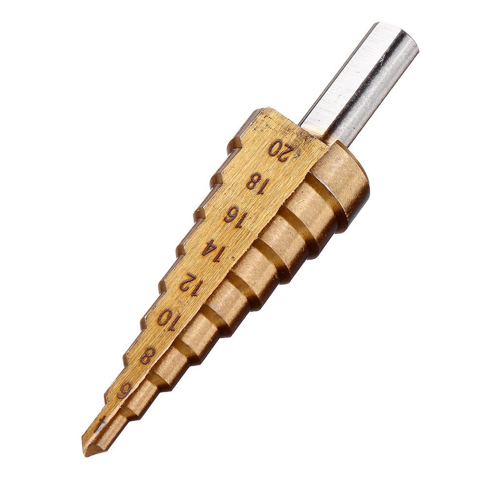 4pcs 4-12/20/32mm HSS Titanium Step Cone Drill Bit with Automatic Center Pin Punch