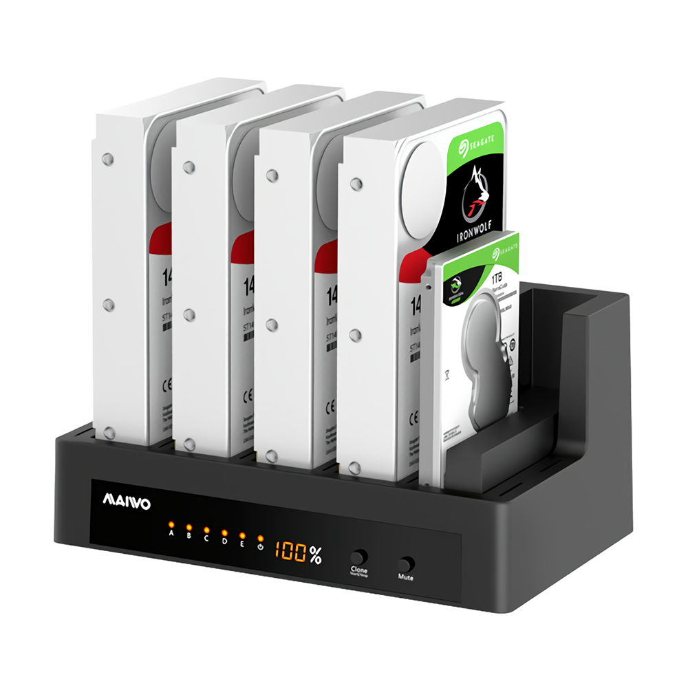 5-Bay SATA Hard Drive Docking Station 2.5"3.5" SSD HDD External Duplicator LED Screen Hard Drive Enclosure Case