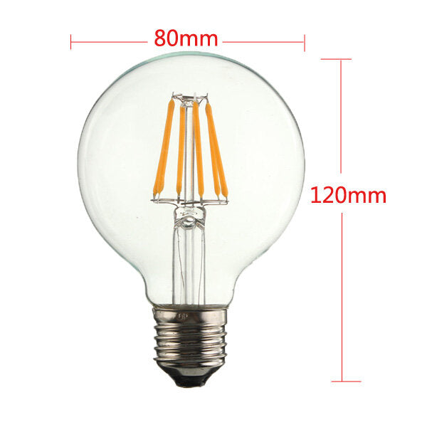 E27 6W Warm White COB LED Filament Retro Edison Bulbs 220V