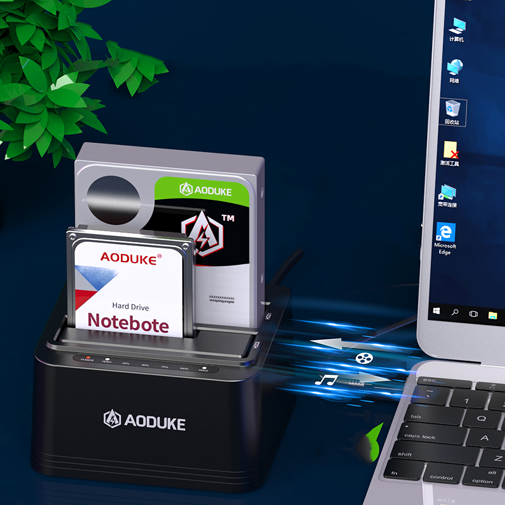 USB 3.0 to SATA Hard Drive Docking Station Dual Bay Off-Line Clone Function 2.5"/3.5" HDD/SSD Hard Drive Enclosure