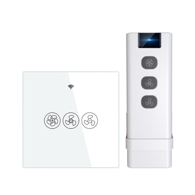 WiFi RF433 Smart Ceiling Fan Switch Smart Life/Tuya App 2/3 Way Control Wireless Remote Control Works with Alexa and Google
