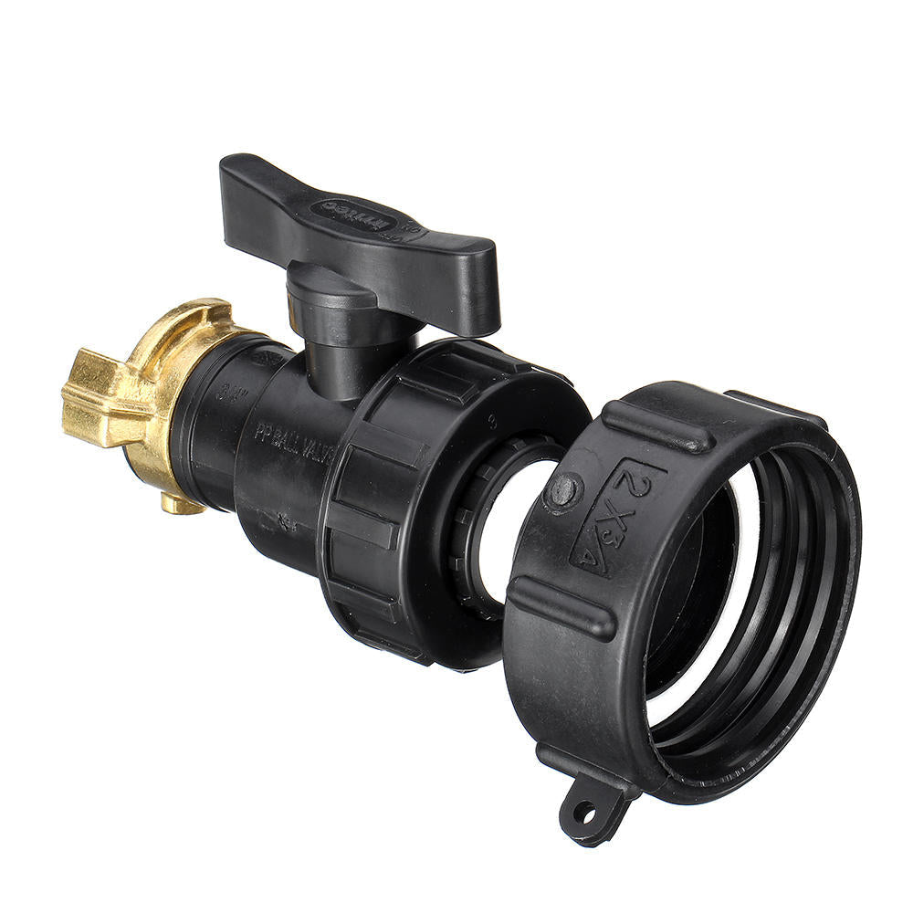 3/4'' Tank Drain Adapter Fixing Hose Outlet Tap Water Connector Replacement PP Ball Valve Fitting Parts for Home Garden