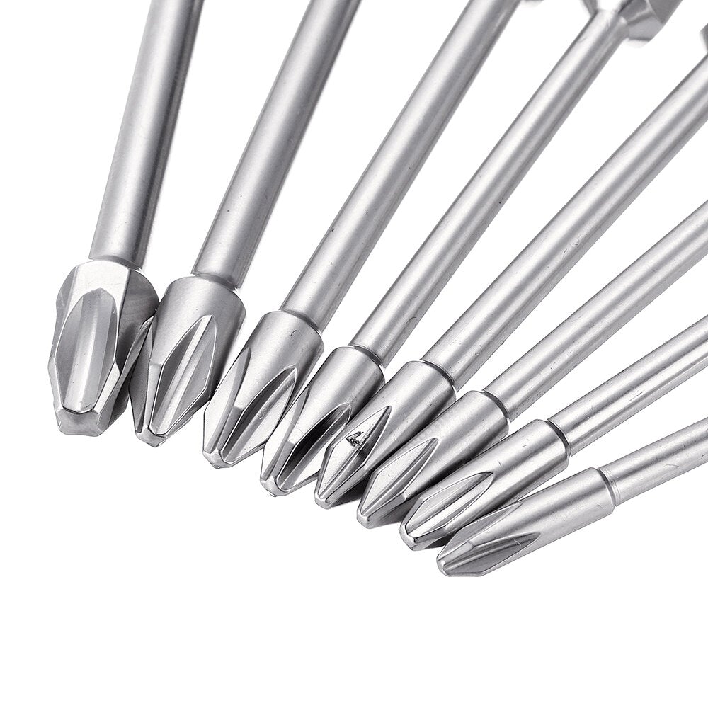 8Pcs 75mm/100mm Length Impact Phillips Screwdriver Bit High Torque Cross Screwdriver Bit S2 Strong Magnetic Screwdriver Bit