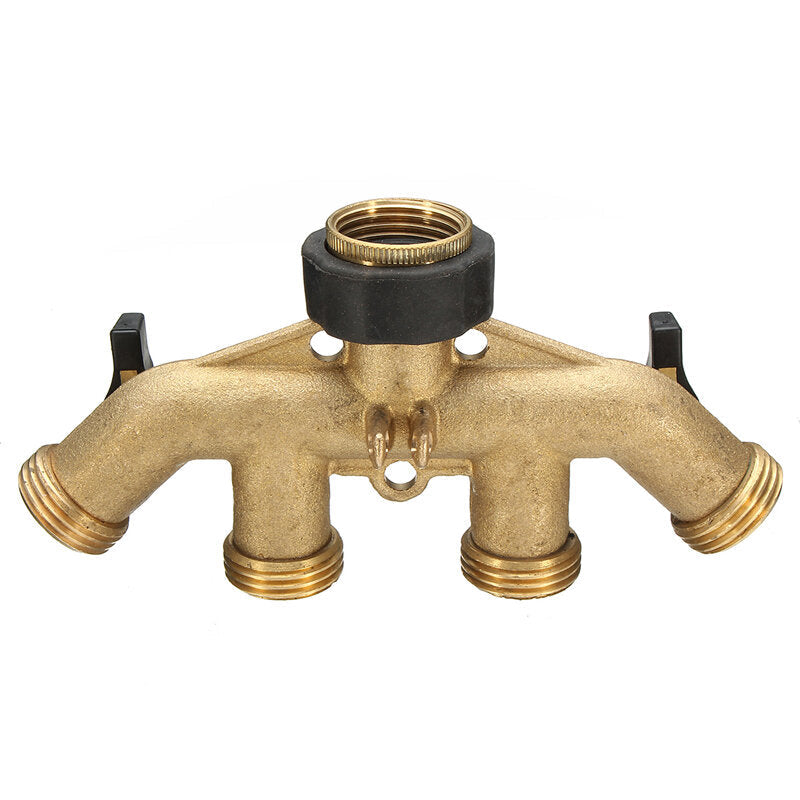 American Standard 3/4 Inch 4 Way Brass Hose Faucet Manifold Water Segregator Garden Tap Connector Splitter Switcher Control Shut Off Valve