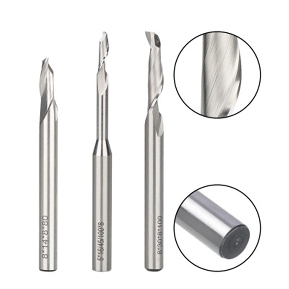 1pc 8mm Shank HSS End Mill Cutter CNC Straight Milling Cutters Woodworking Tool Router Bit For Wood Cut