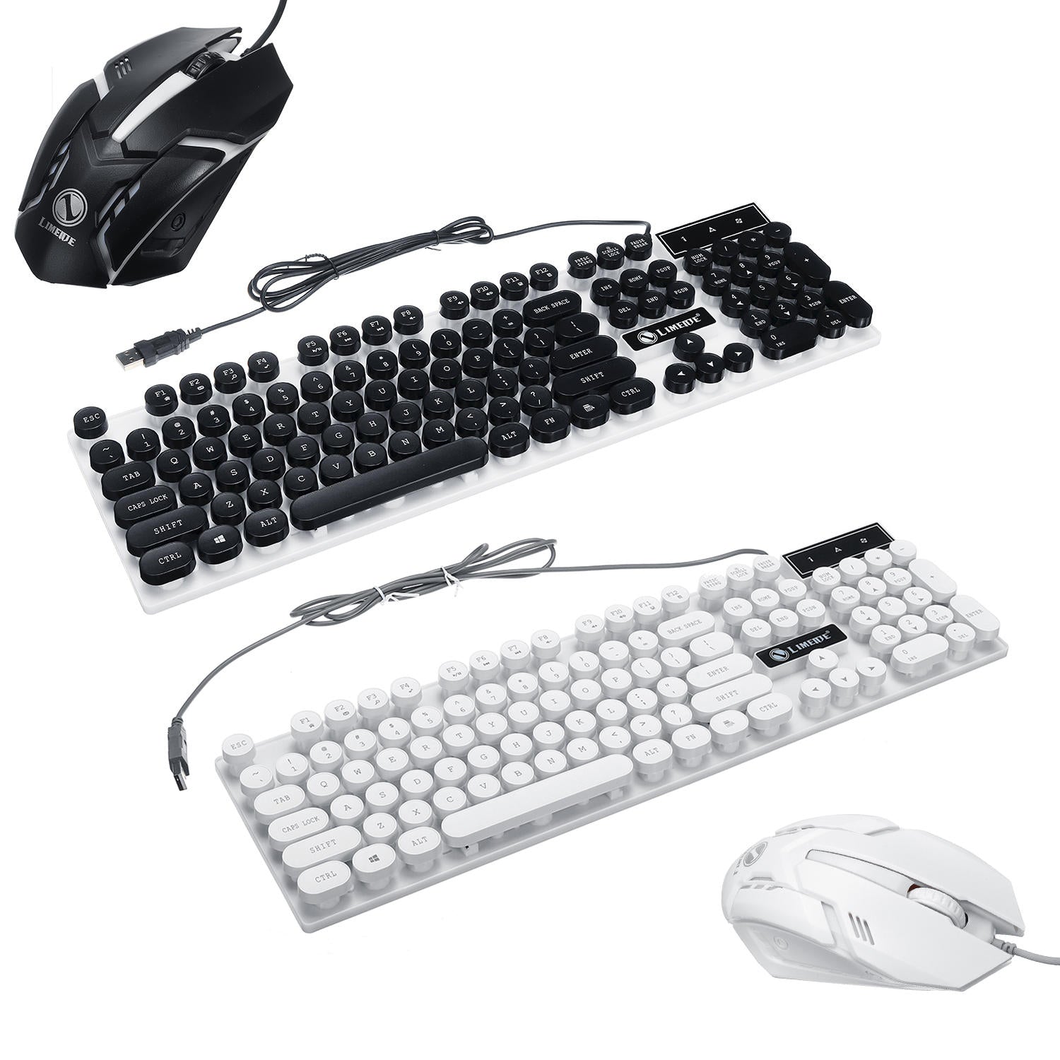 104 Keys Circular KeyCap Backlit Gaming Keyboard and Mouse Combo