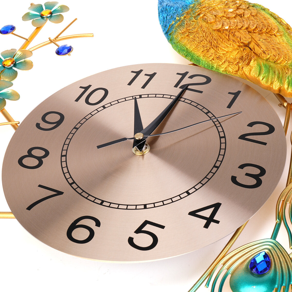 75CM Luxury 3D Peacock Diamond Large Wall Clock Modern Art Quartz Home Decoration